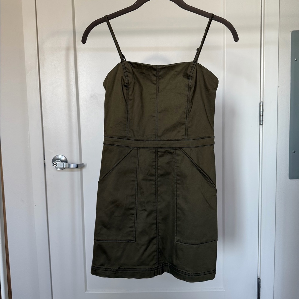 UO Olive Green Spaghetti Strap Dress